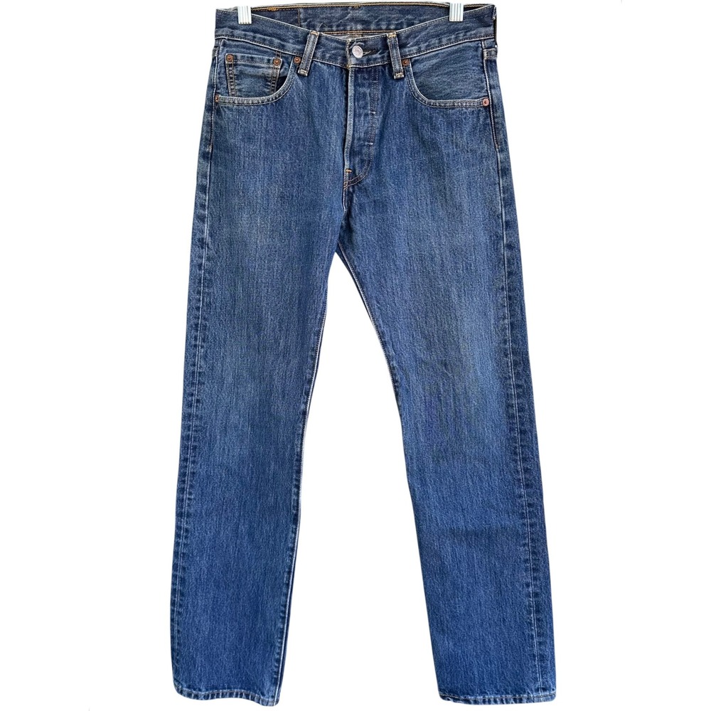 Levis 501 Original Straight Fit Stonewash 100% Cotton Button Fly Jeans Men 29x32